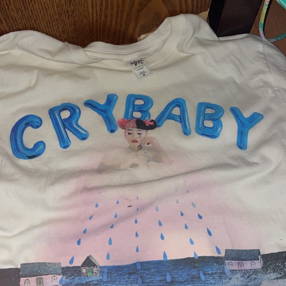Crybaby Graphic Tee with Blue and Pink Accents